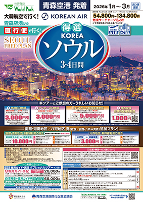 青森空港発着 大韓航空
得選ソウル
３日間

