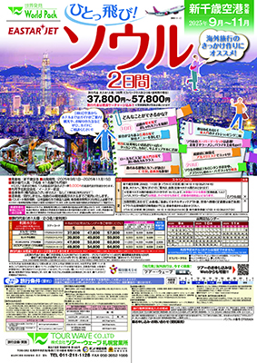 新千歳空港発着 イースター航空
ひとっ飛び！ソウル
２日間
