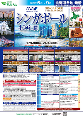 新千歳空港発着 全日空
シンガポール
成田空港経由便利用 ４日間
