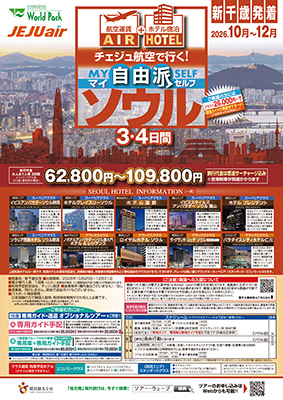 新千歳空港発着 チェジュ航空
自由派ソウル
３日間
