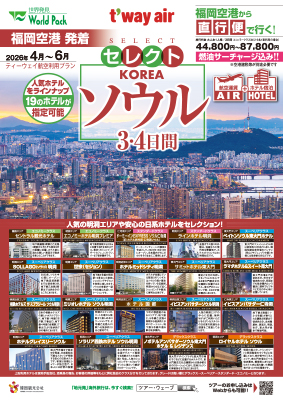 福岡空港発着 ティーウェイ航空
セレクトソウル
３日間
