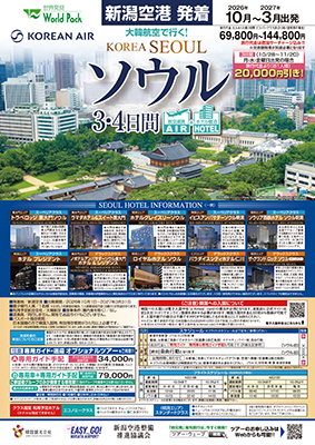 新潟空港発着 大韓航空
ソウル
３日間
